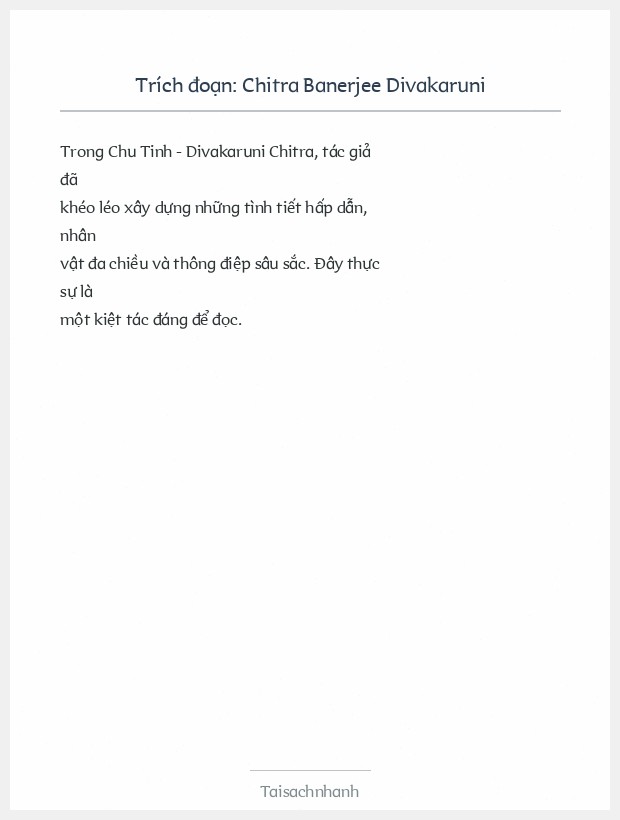 Trích đoạn Chitra Banerjee Divakaruni