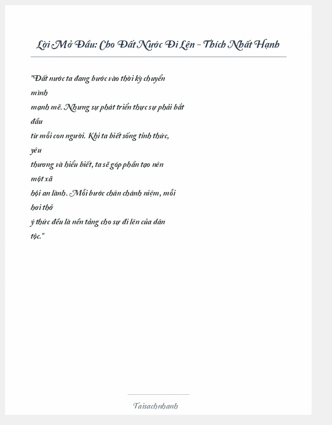 Trích đoạn Cho Đất Nước Đi Lên - Thích Nhất Hạnh