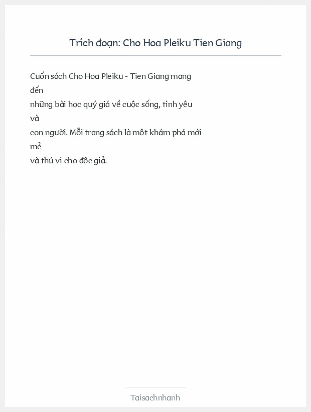 Trích đoạn Cho Hoa Pleiku Tien Giang