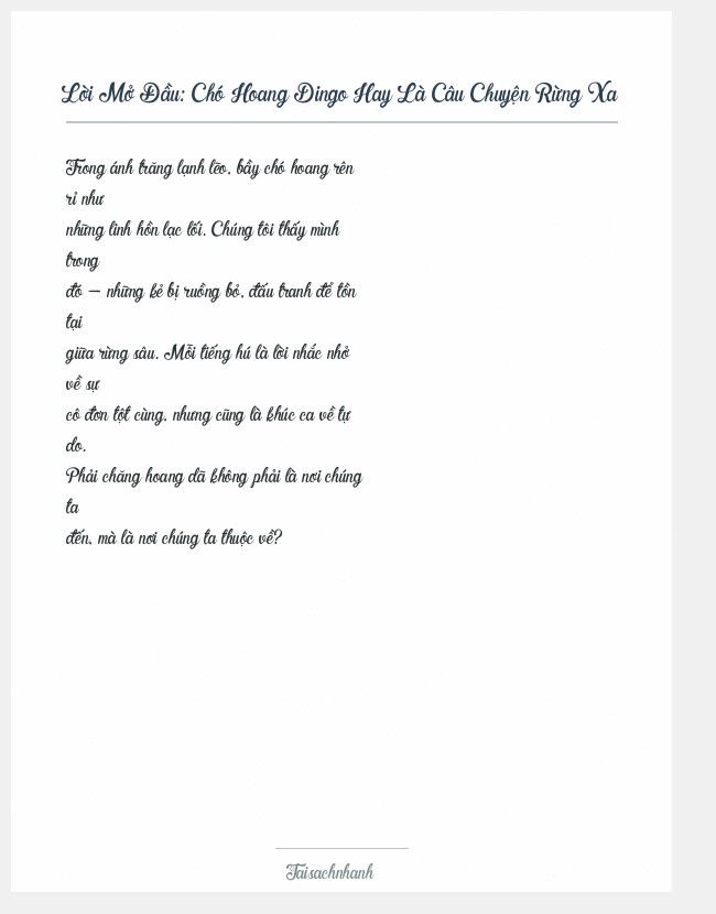 Trích đoạn Chó Hoang Dingo Hay Là Câu Chuyện Rừng Xa