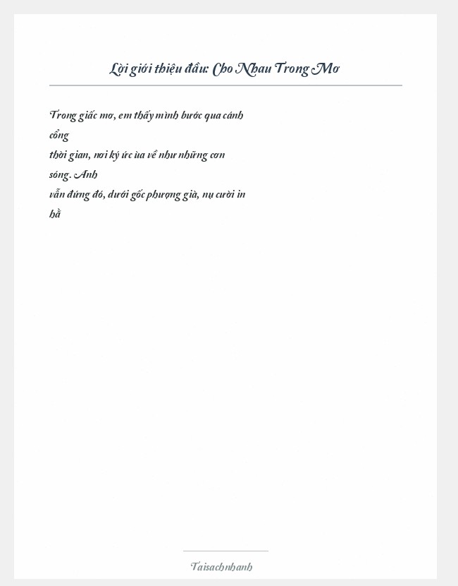 Trích đoạn Cho Nhau Trong Mơ