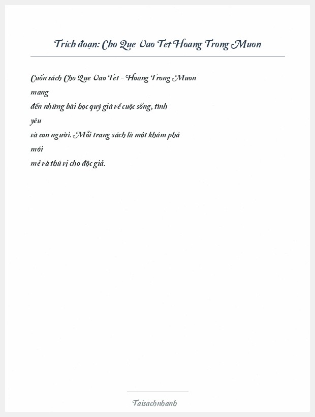 Trích đoạn Cho Que Vao Tet Hoang Trong Muon