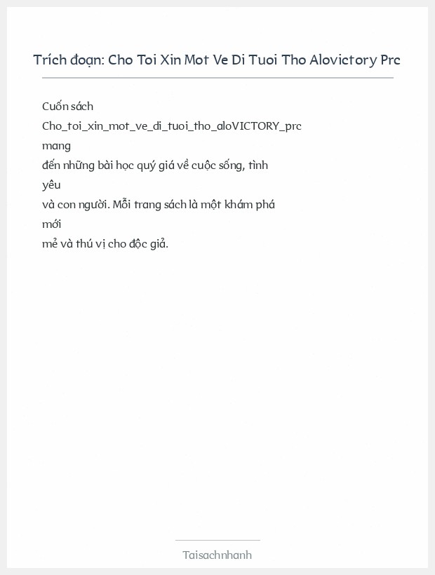 Trích đoạn Cho Toi Xin Mot Ve Di Tuoi Tho Alovictory Prc