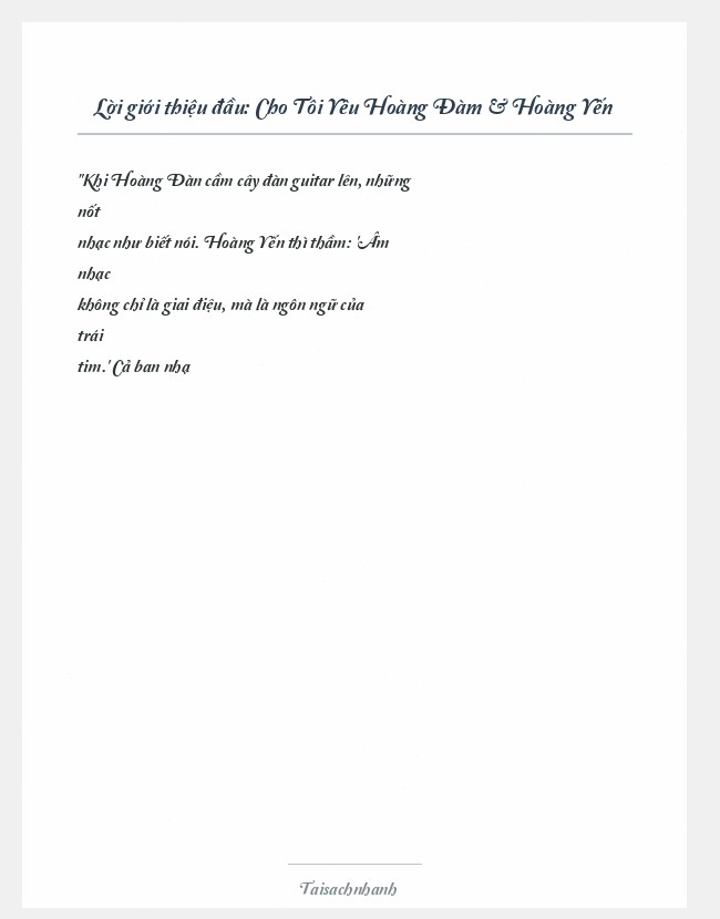 Trích đoạn Cho Tôi Yêu Hoàng Đàm & Hoàng Yến