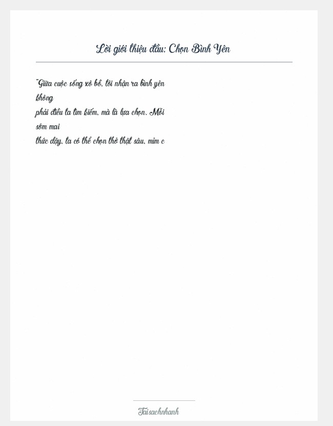 Trích đoạn Chọn Bình Yên
