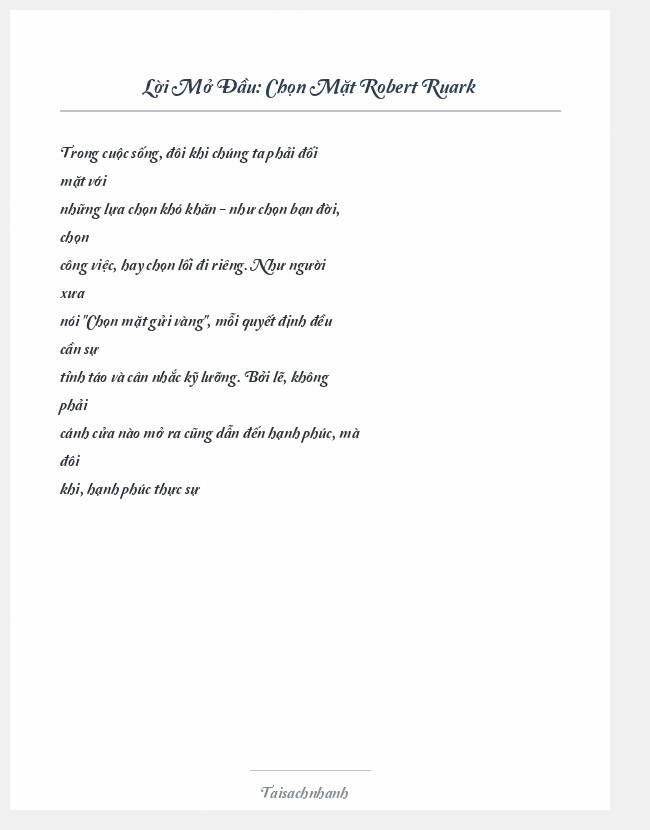 Trích đoạn Chọn Mặt Robert Ruark