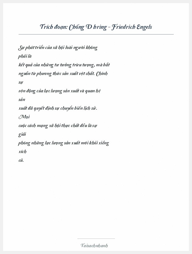 Trích đoạn Chống Dühring - Friedrich Engels