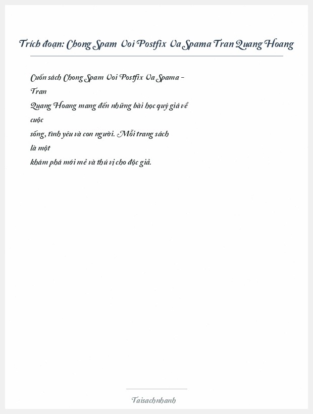 Trích đoạn Chong Spam Voi Postfix Va Spama Tran Quang Hoang