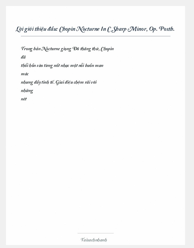Trích đoạn Chopin Nocturne In C Sharp Minor, Op. Posth.