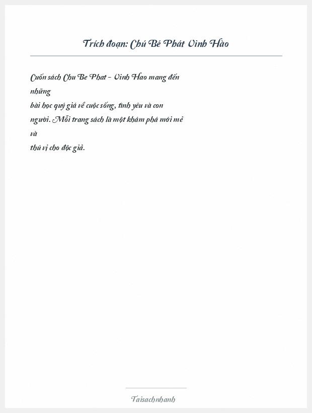 Trích đoạn Chú Bé Phát Vinh Hào