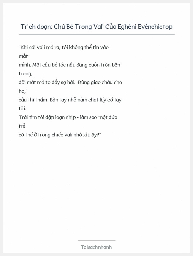 Trích đoạn Chú Bé Trong Vali Của Eghéni Evénchictop