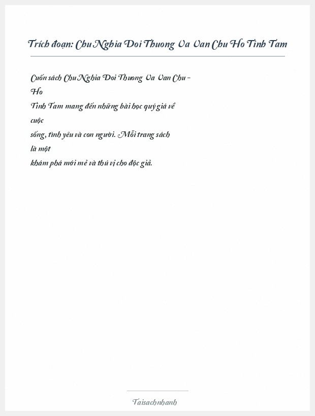 Trích đoạn Chu Nghia Doi Thuong Va Van Chu Ho Tinh Tam