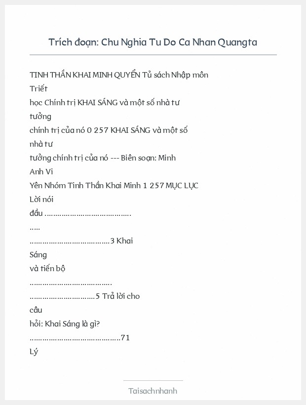 Trích đoạn Chu Nghia Tu Do Ca Nhan Quangta