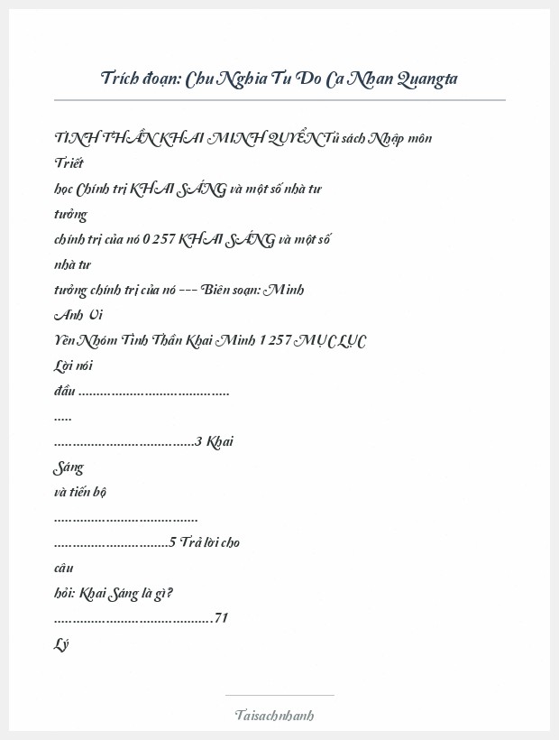 Trích đoạn Chu Nghia Tu Do Ca Nhan Quangta