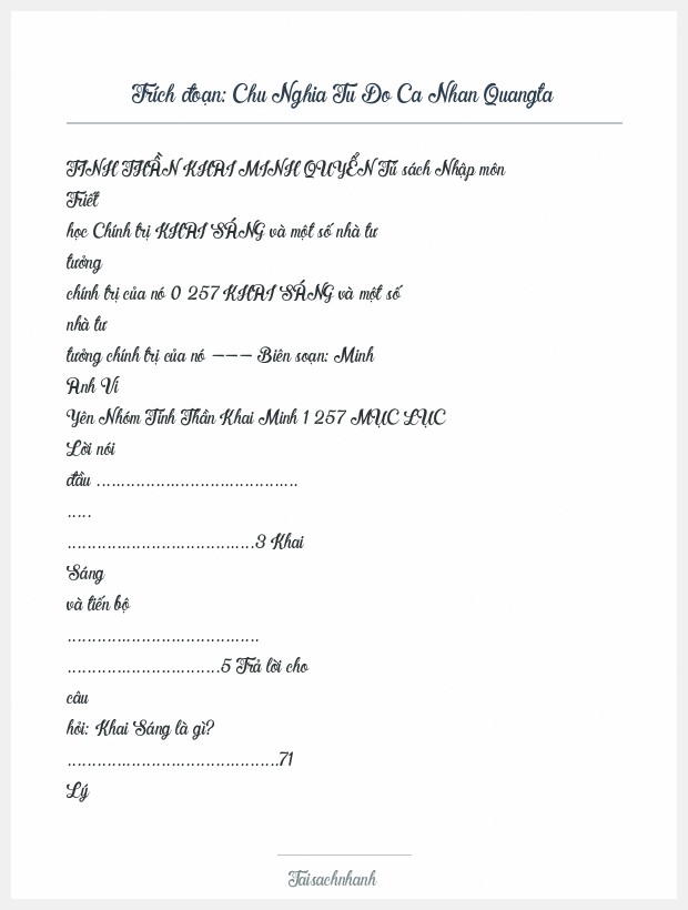 Trích đoạn Chu Nghia Tu Do Ca Nhan Quangta