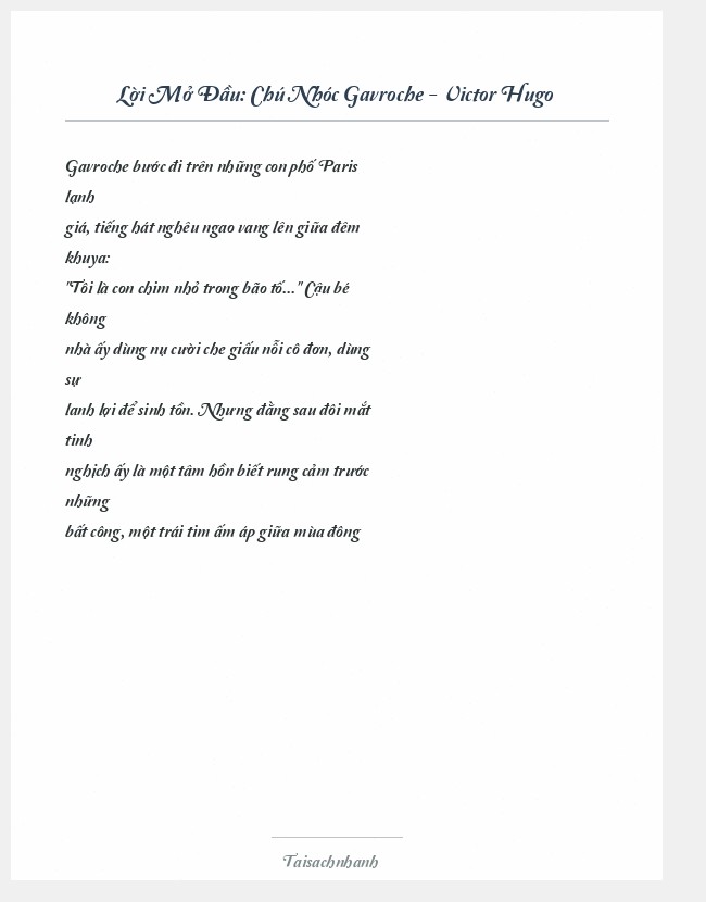 Trích đoạn Chú Nhóc Gavroche - Victor Hugo