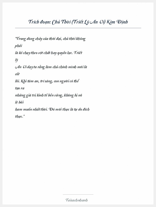 Trích đoạn Chủ Thời (Triết Lý An Vi) Kim Định