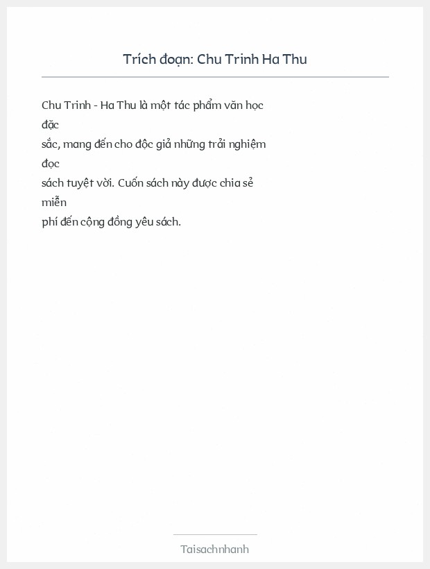 Trích đoạn Chu Trinh Ha Thu