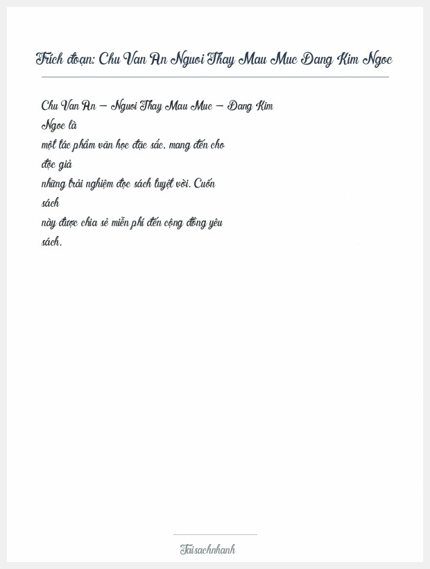Trích đoạn Chu Van An Nguoi Thay Mau Muc Dang Kim Ngoc