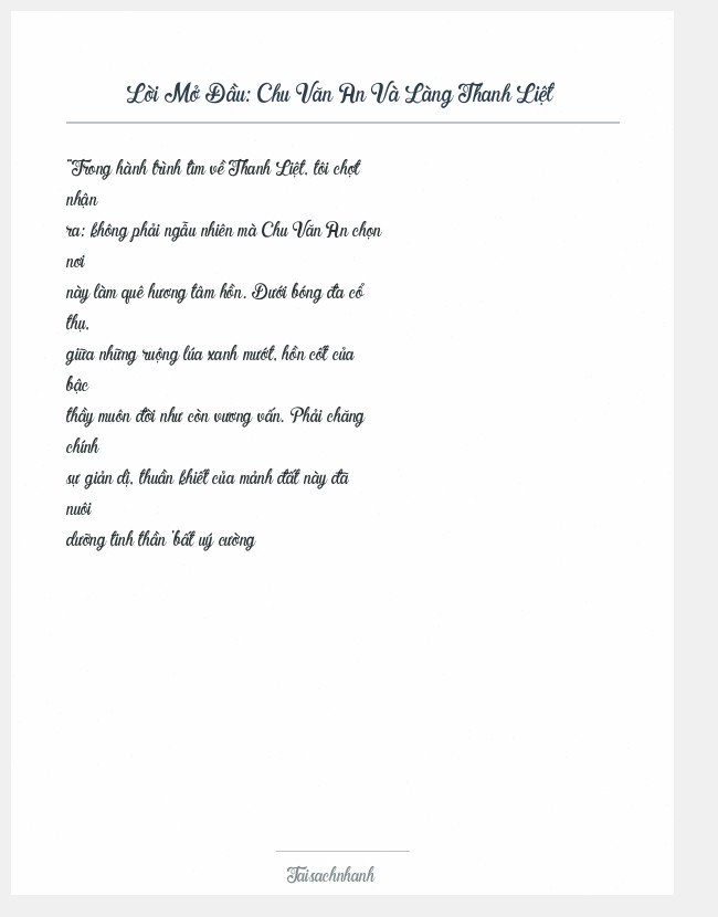 Trích đoạn Chu Văn An Và Làng Thanh Liệt