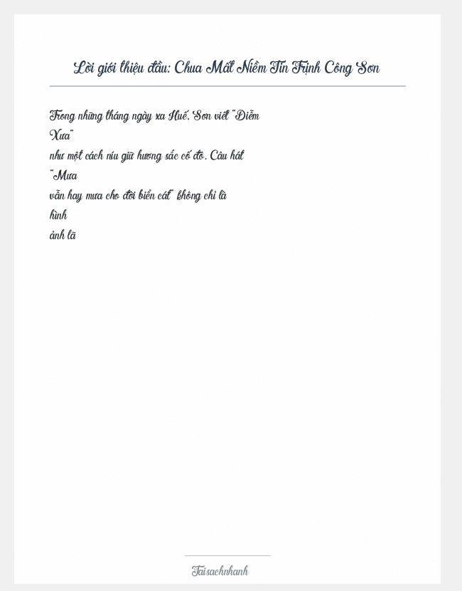 Trích đoạn Chua Mất Niềm Tin Trịnh Công Sơn