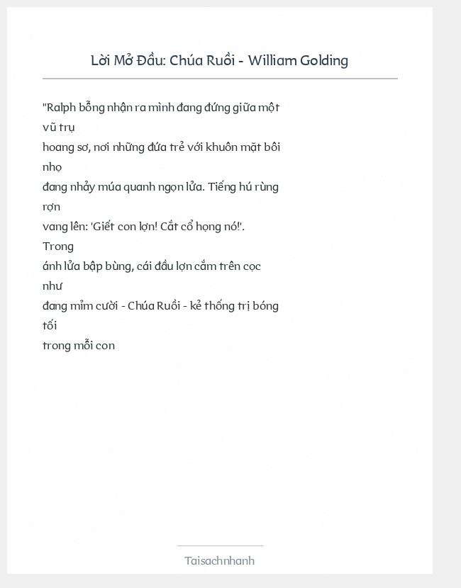 Trích đoạn Chúa Ruồi - William Golding
