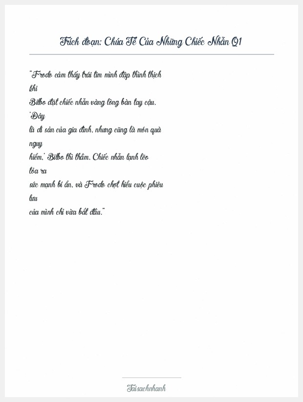 Trích đoạn Chúa Tể Của Những Chiếc Nhẫn Q1