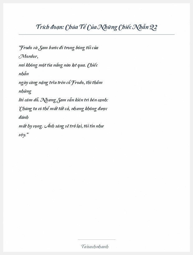 Trích đoạn Chúa Tể Của Những Chiếc Nhẫn Q2