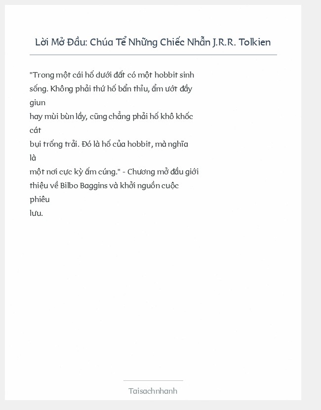 Trích đoạn Chúa Tể Những Chiếc Nhẫn J.R.R. Tolkien