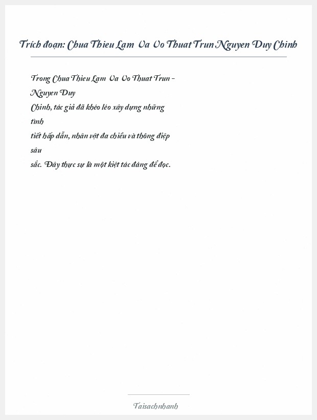Trích đoạn Chua Thieu Lam Va Vo Thuat Trun Nguyen Duy Chinh