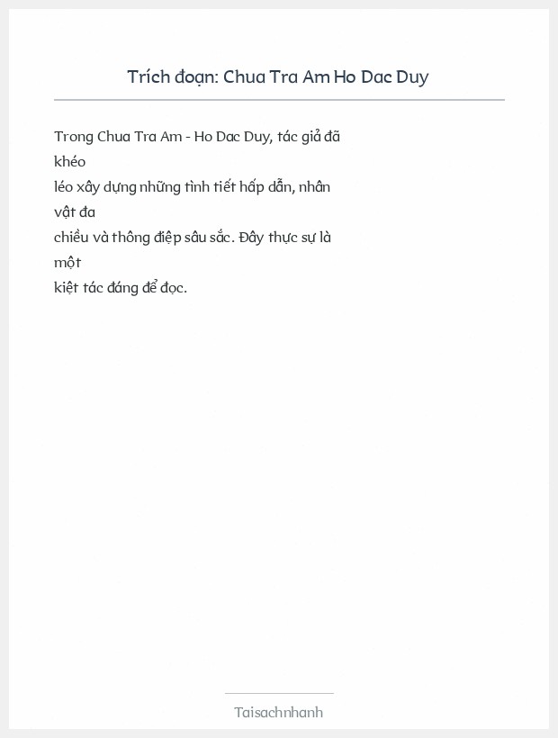 Trích đoạn Chua Tra Am Ho Dac Duy