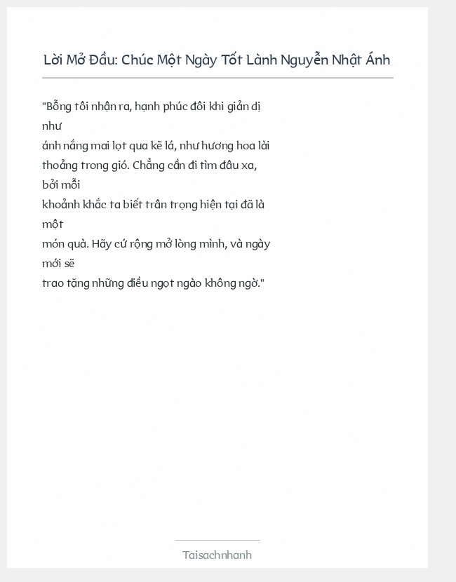 Trích đoạn Chúc Một Ngày Tốt Lành Nguyễn Nhật Ánh