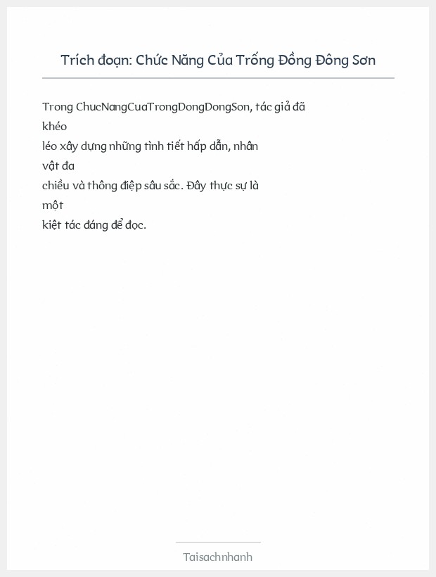 Trích đoạn Chức Năng Của Trống Đồng Đông Sơn