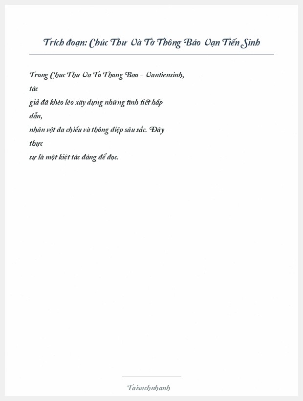 Trích đoạn Chúc Thư Và Tờ Thông Báo Vạn Tiến Sinh