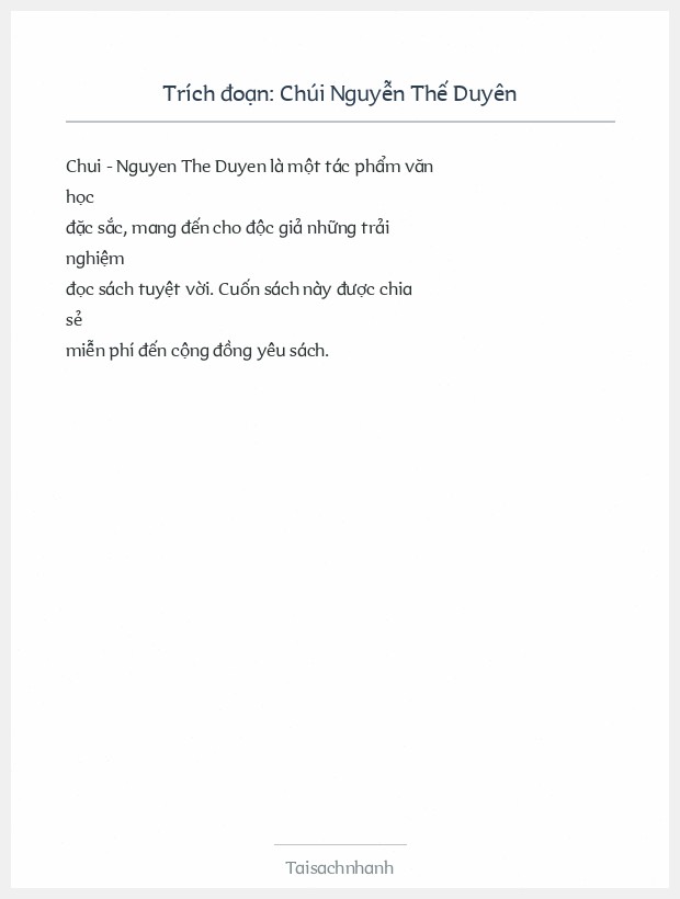Trích đoạn Chúi Nguyễn Thế Duyên