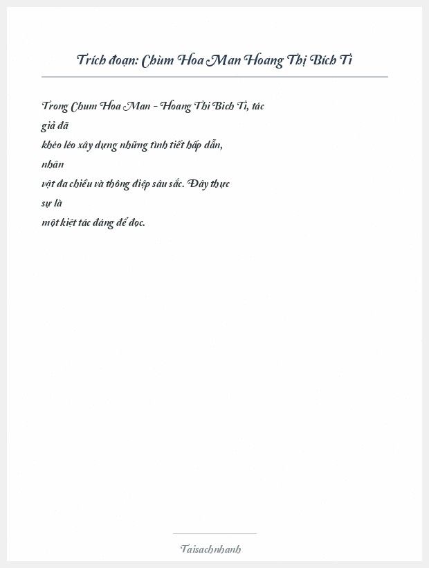 Trích đoạn Chùm Hoa Man Hoang Thị Bích Ti