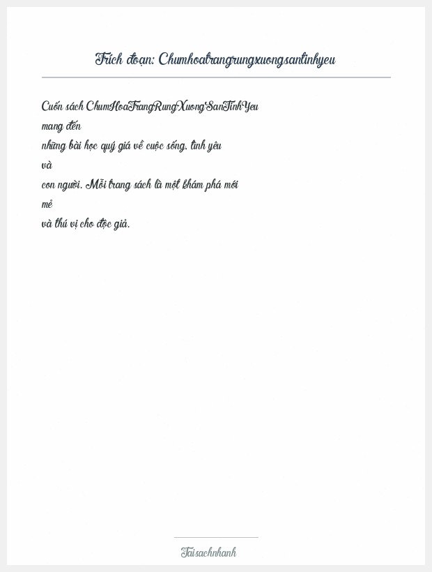 Trích đoạn Chumhoatrangrungxuongsantinhyeu