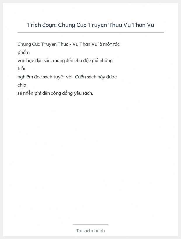 Trích đoạn Chung Cuc Truyen Thua Vu Than Vu