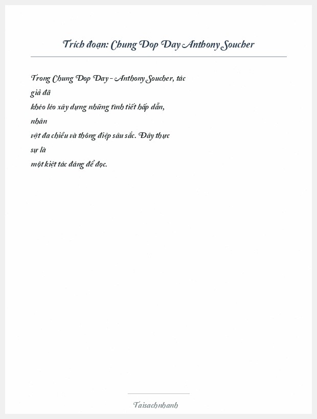 Trích đoạn Chung Dop Day Anthony Soucher