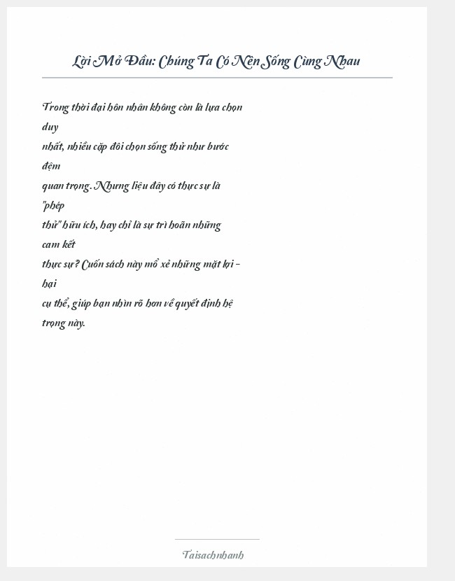 Trích đoạn Chúng Ta Có Nên Sống Cùng Nhau