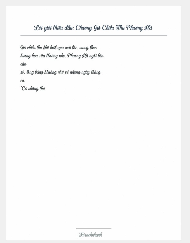 Trích đoạn Chương Gió Chiều Thu Phương Hà