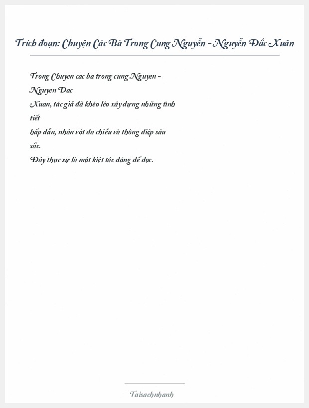 Trích đoạn Chuyện Các Bà Trong Cung Nguyễn - Nguyễn Đắc Xuân