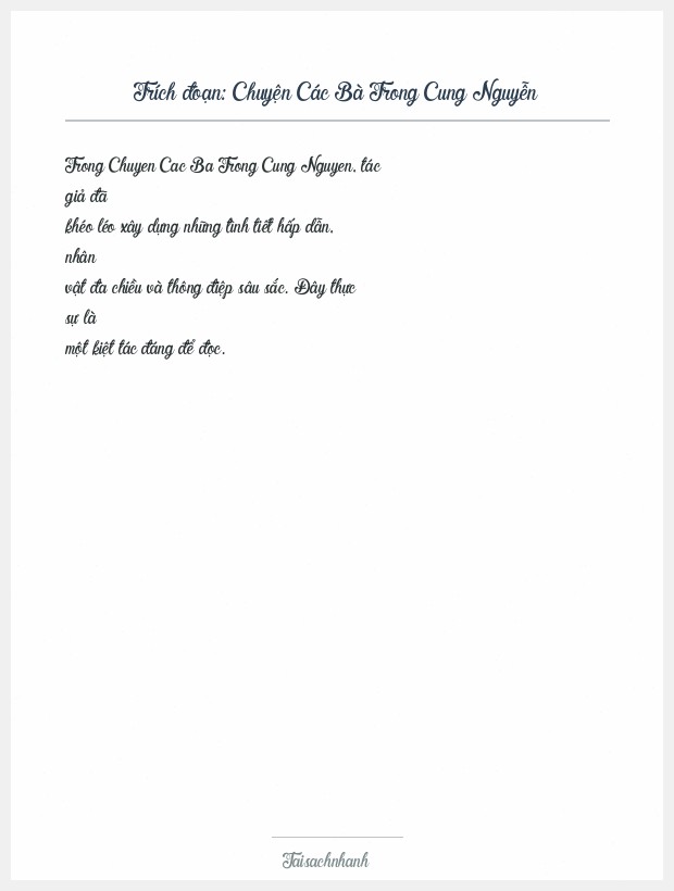 Trích đoạn Chuyện Các Bà Trong Cung Nguyễn
