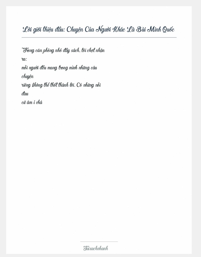 Trích đoạn Chuyện Của Người Khác Là Bùi Minh Quốc