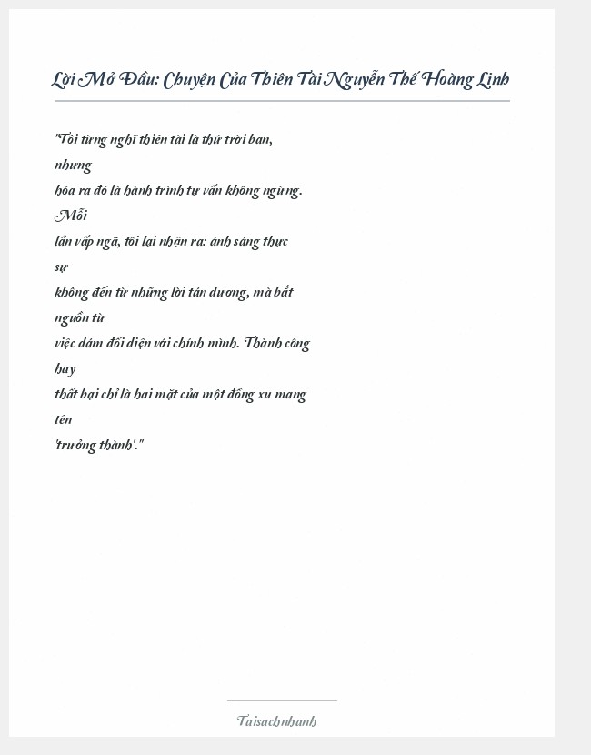 Trích đoạn Chuyện Của Thiên Tài Nguyễn Thế Hoàng Linh