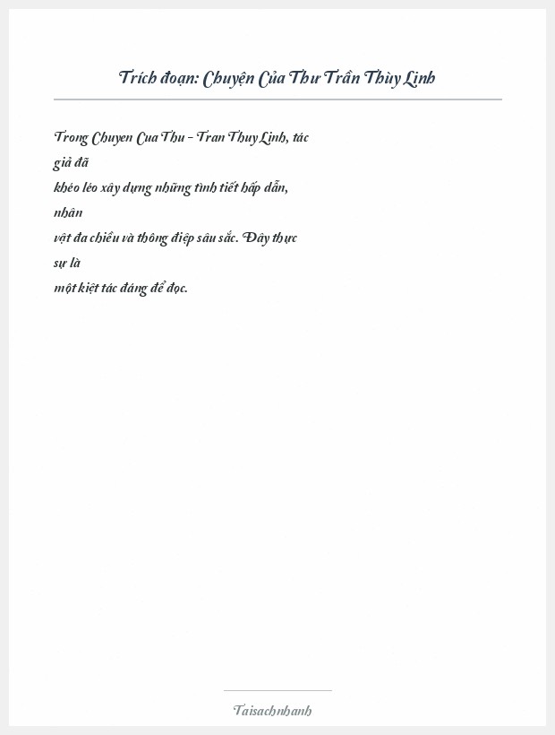 Trích đoạn Chuyện Của Thư Trần Thùy Linh