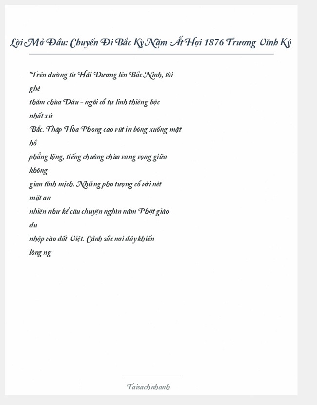 Trích đoạn Chuyến Đi Bắc Kỳ Năm Ất Hợi 1876 Trương Vĩnh Ký