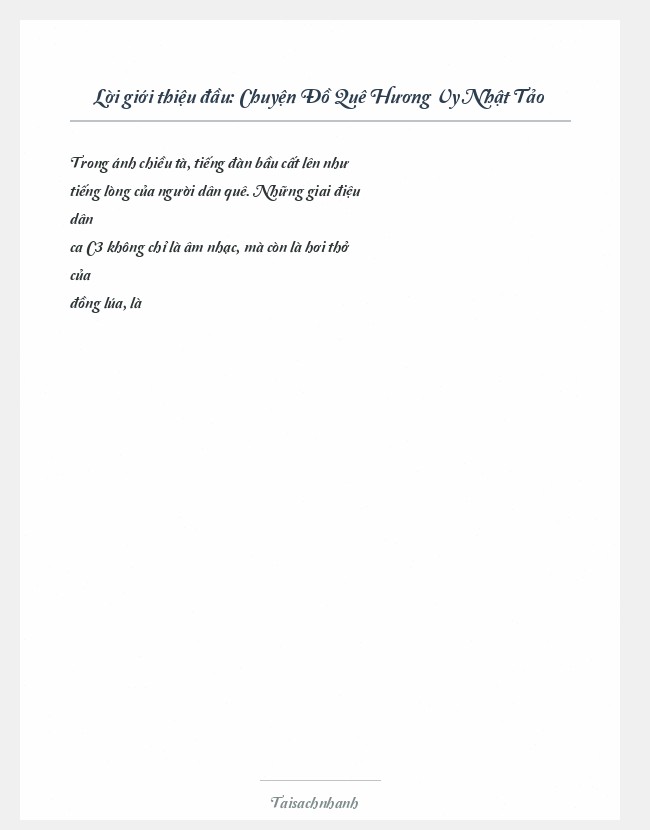 Trích đoạn Chuyện Đồ Quê Hương Vy Nhật Tảo