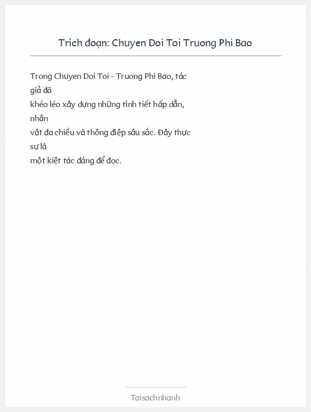 Trích đoạn Chuyen Doi Toi Truong Phi Bao