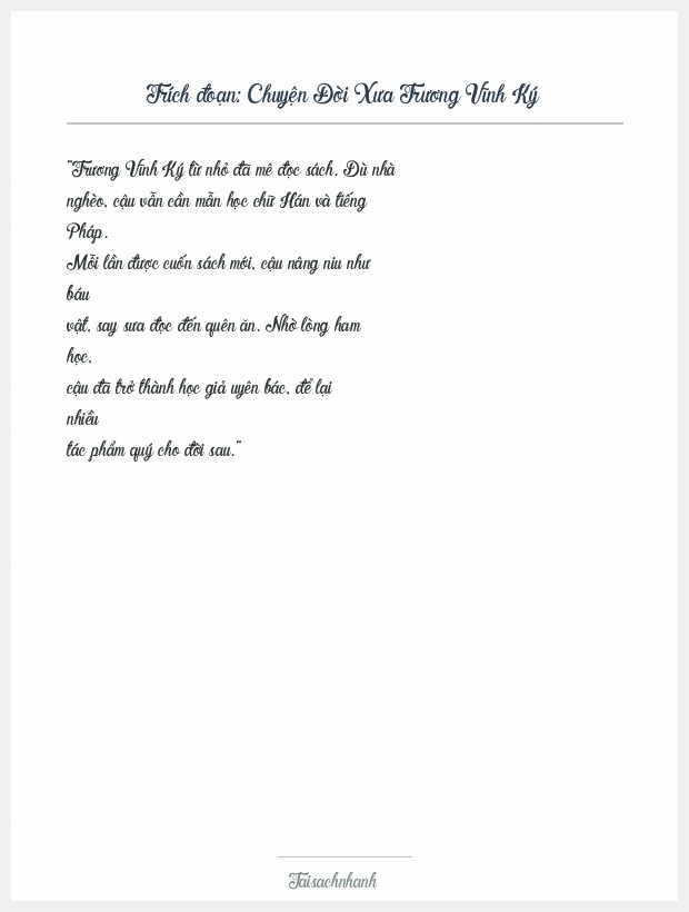 Trích đoạn Chuyện Đời Xưa Trương Vĩnh Ký